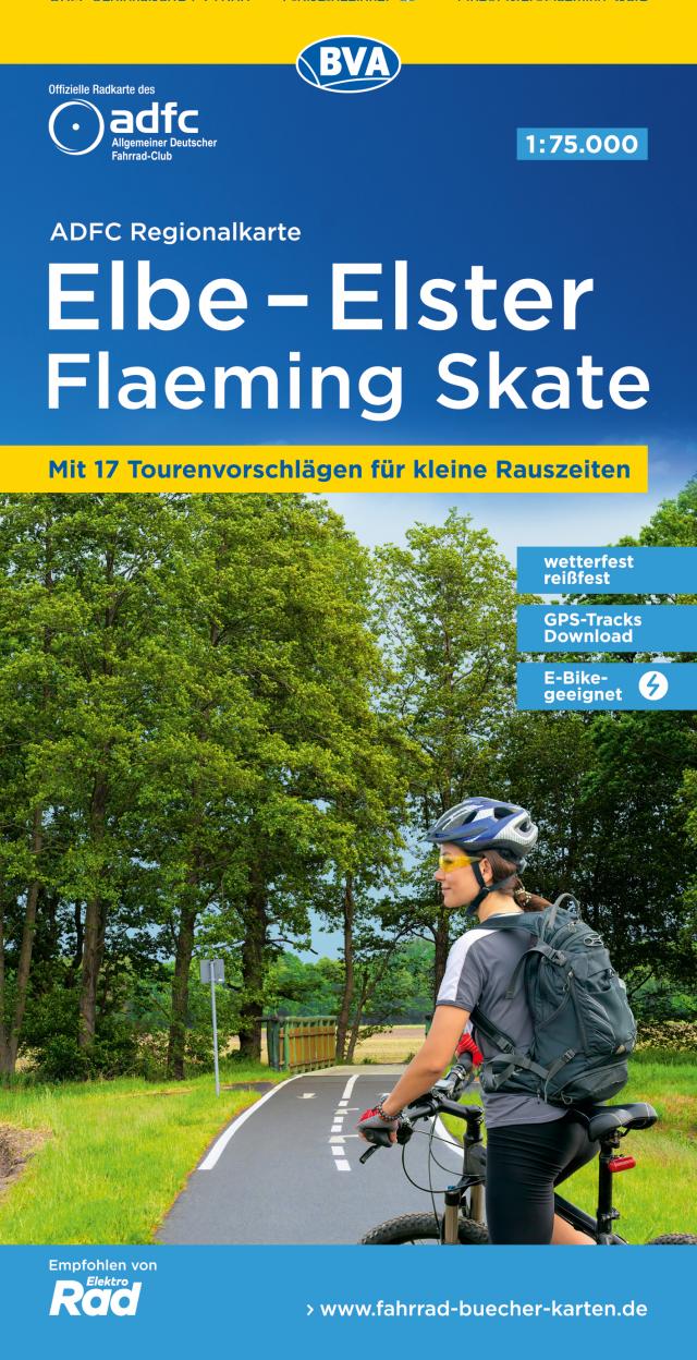 ADFC-Regionalkarte Elbe-Elster-Flaeming Skate, 1:75.000, reiß- und wetterfest, mit kostenlosem GPS-Download der Touren via BVA-website oder Karten-App