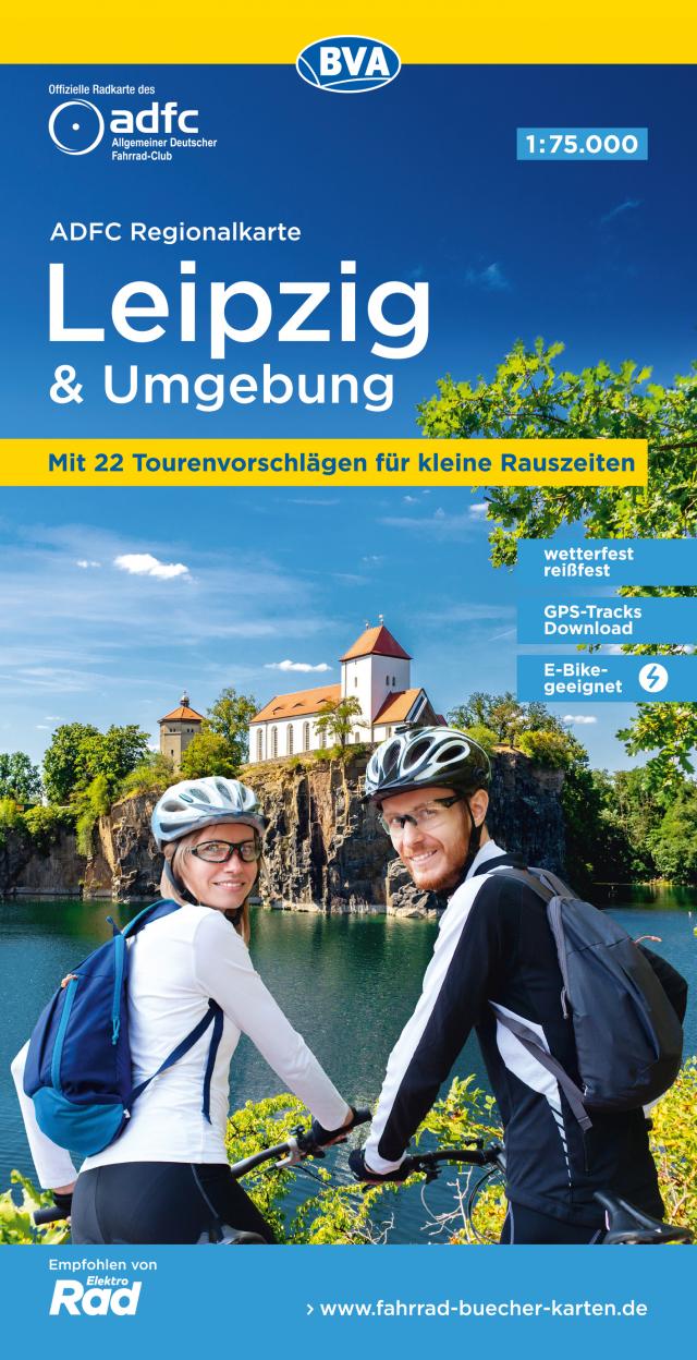 ADFC-Regionalkarte Leipzig und Umgebung, 1:75.000, mit Tagestourenvorschlägen, reiß- und wetterfest, E-Bike-geeignet, GPS-Tracks Download