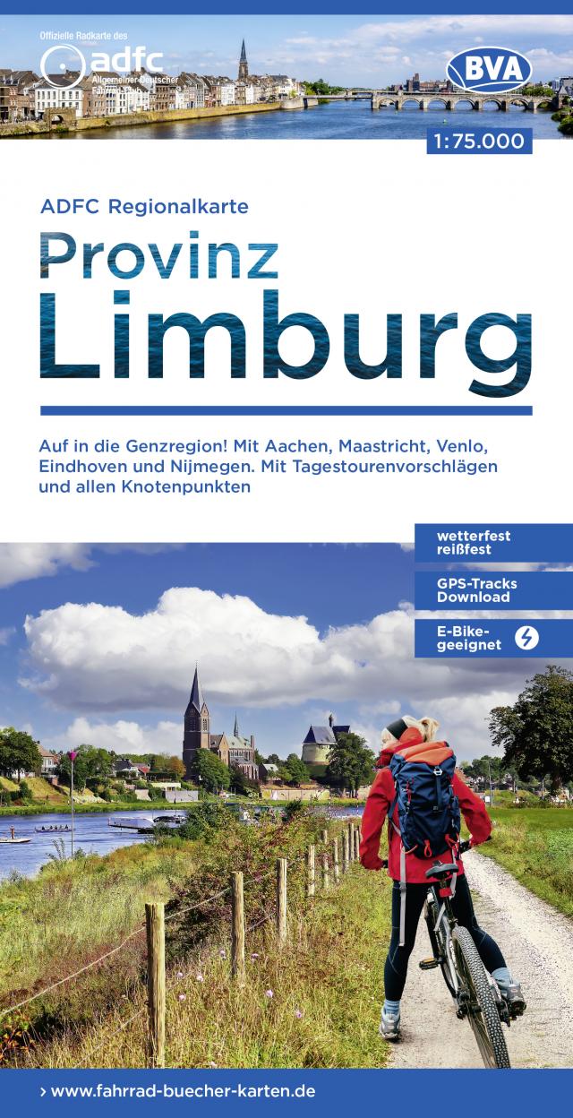 ADFC-Regionalkarte Limburg, 1:75.000, mit Tagestourenvorschlägen und allen Knotenpunkten, reiß- und wetterfest, E-Bike-geeignet, GPS-Tracks Download