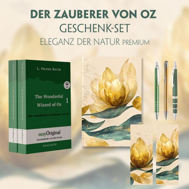 Der Zauberer von Oz Geschenkset - 2 Bücher (mit Audio-Online) + Eleganz der Natur Schreibset Premium