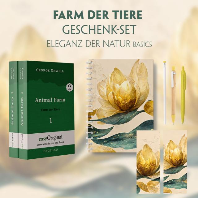 Farm der Tiere Geschenkset - 2 Teile (Buch + Audio-Online) + Eleganz der Natur Schreibset Basics