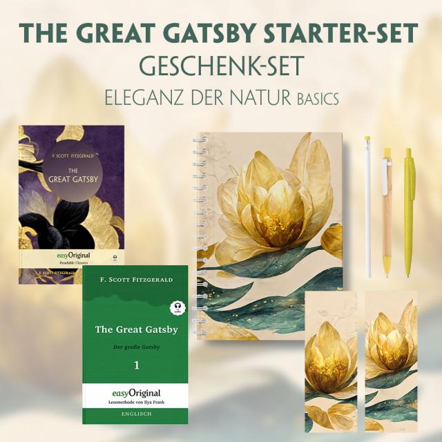 The Great Gatsby Starter-Paket Geschenkset 2 Bücher (mit Audio-Online) + Eleganz der Natur Schreibset Basics