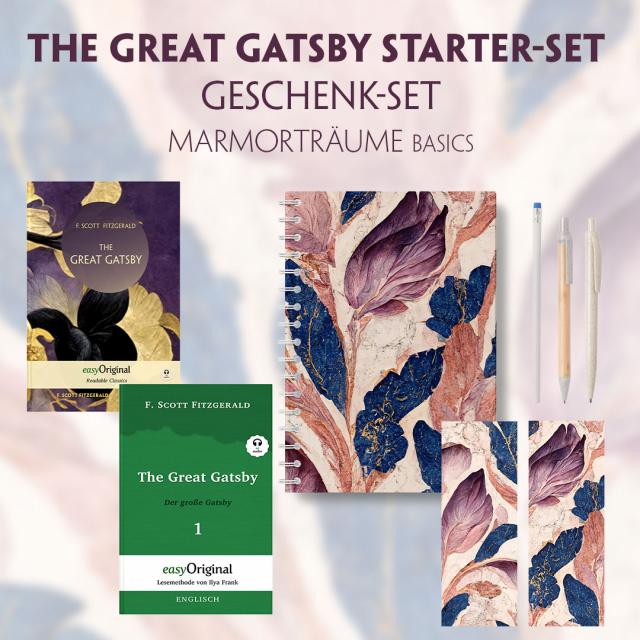 The Great Gatsby Starter-Paket Geschenkset 2 Bücher (mit Audio-Online) + Marmorträume Schreibset Basics, m. 2 Beilage, m. 2 Buch
