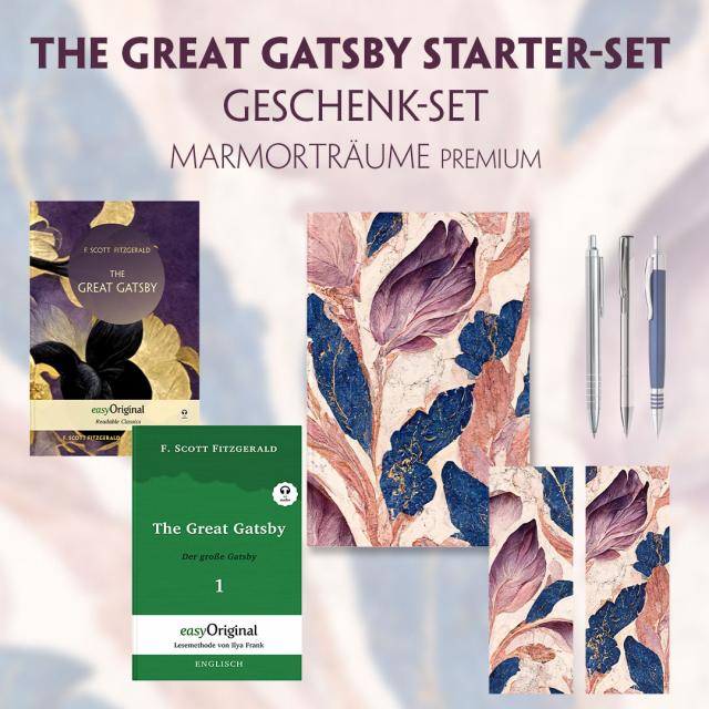The Great Gatsby Starter-Paket Geschenkset 2 Bücher (mit Audio-Online) + Marmorträume Schreibset Premium, m. 2 Beilage, m. 2 Buch