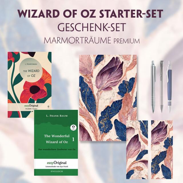 The Wonderful Wizard of Oz Starter-Paket Geschenkset 2 Bücher (mit Audio-Online) + Marmorträume Schreibset Premium