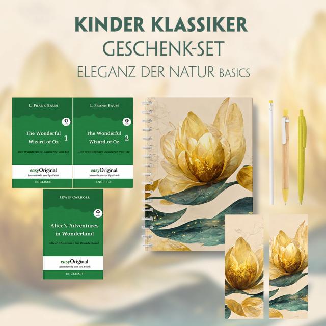 Kinder Klassiker Geschenkset - 3 Bücher (mit Audio-Online) + Eleganz der Natur Schreibset Basics