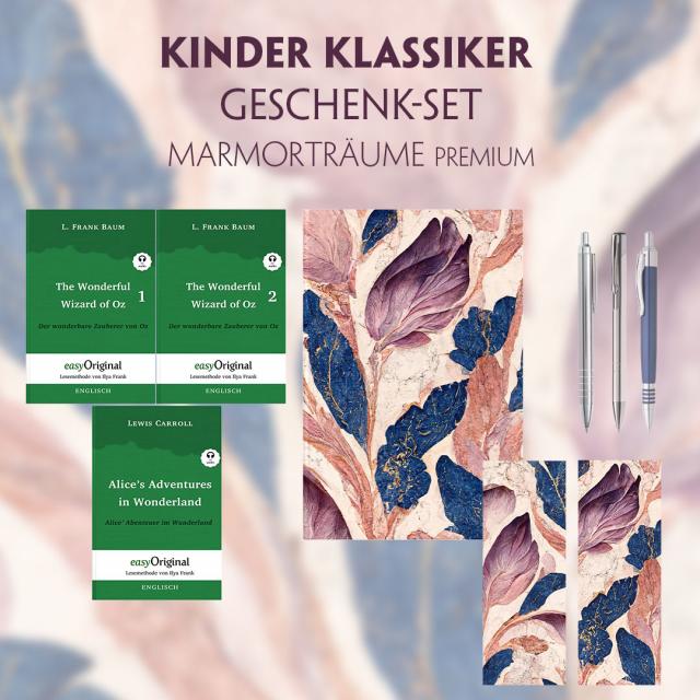 Kinder Klassiker Geschenkset - 3 Bücher (mit Audio-Online) + Marmorträume Schreibset Premium