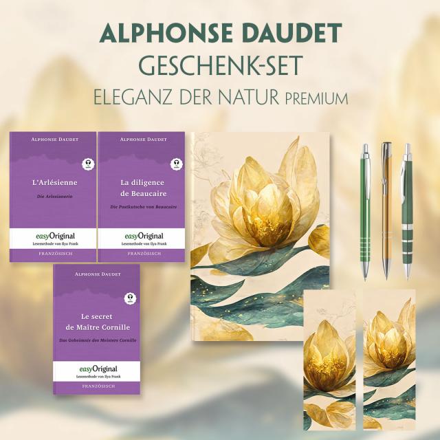 Alphonse Daudet Geschenkset - 3 Bücher (mit Audio-Online) + Eleganz der Natur Schreibset Premium