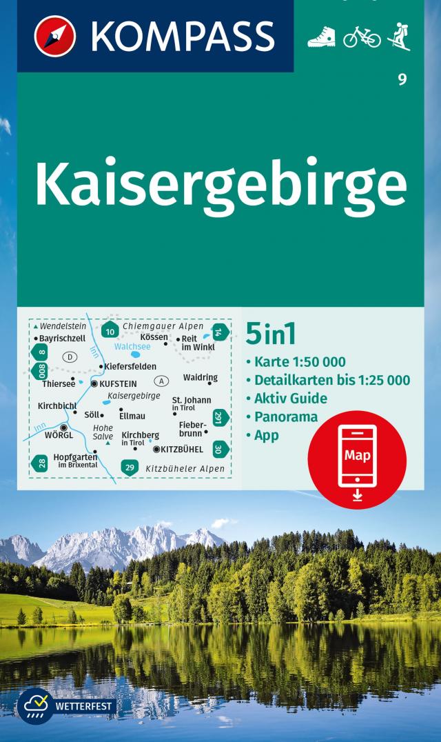 KOMPASS Wanderkarte 9 Kaisergebirge 1:50.000