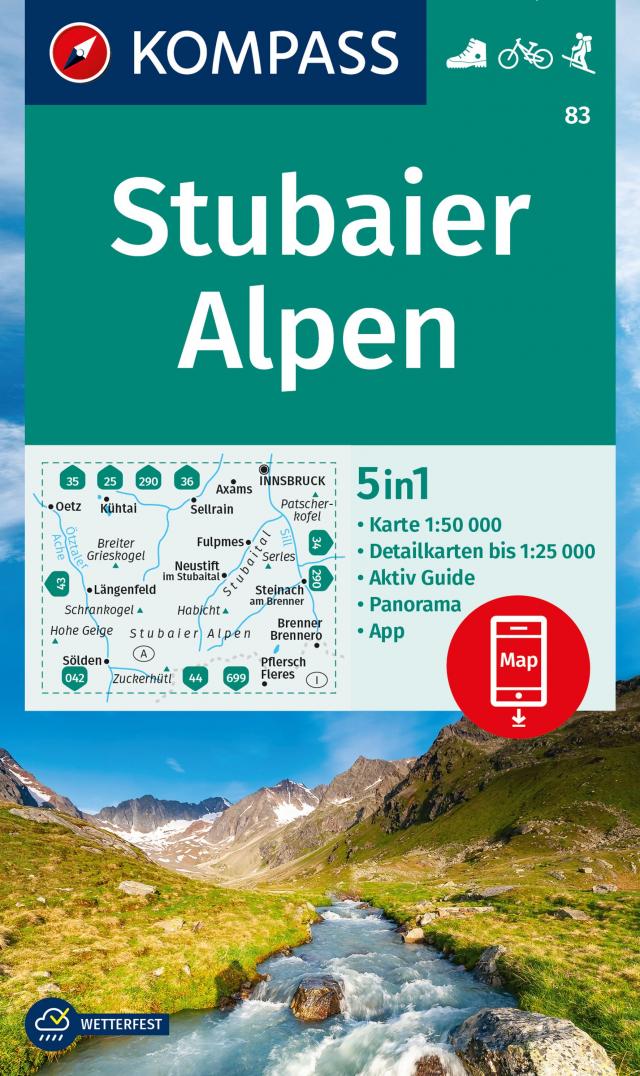 KOMPASS Wanderkarte 83 Stubaier Alpen 1:50.000