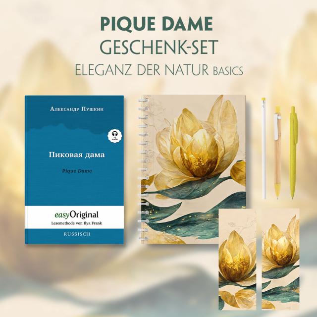 Pique Dame Geschenkset (Buch mit Audio-Online) + Eleganz der Natur Schreibset Basics