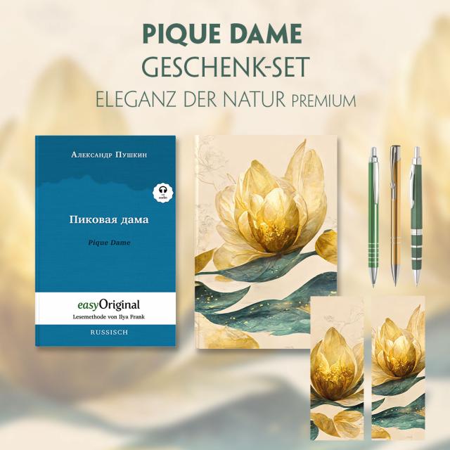 Pique Dame Geschenkset (Buch mit Audio-Online) + Eleganz der Natur Schreibset Premium
