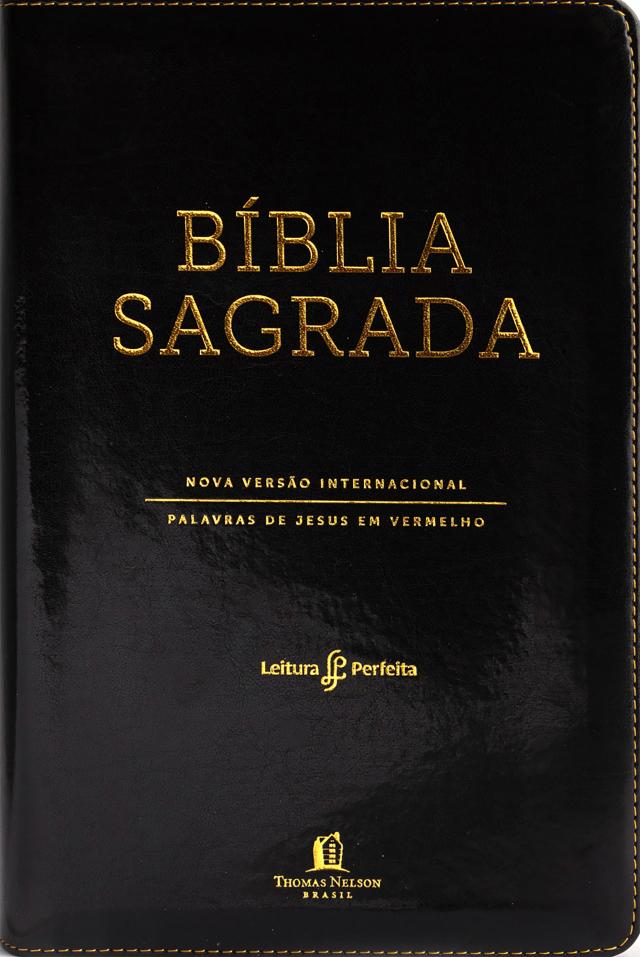 Bíblia NVI, Couro Soft, Preto, Letras Vermelhas, Índice de Dedo