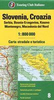 Slovenia, Croazia, Serbia, Bosnia-Erzegovina, Kosovo, Montenegro, Macedonia del Nord 1:800.000. Carta stradale e turistica