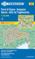 Tabacco topographische Wanderkarte Forni di Sopra, Ampezzo-Sàuris, Alta Val Tagliamento