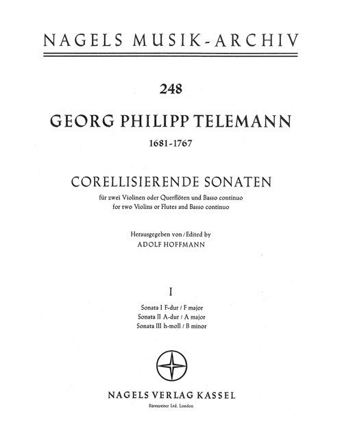 Corellisierende Sonaten für zwei Violinen oder Querflöten und Basso continuo (Heft I), Spielpartitur, Stimmensatz, Urtextausgabe, Sammelband