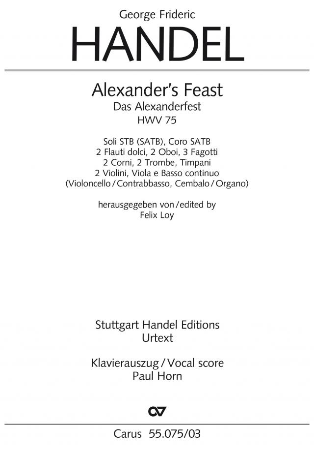 Alexander's Feast (Klavierauszug)