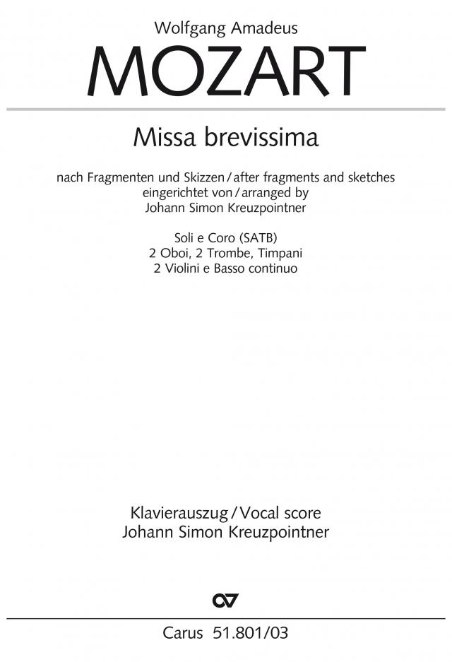 Missa brevissima (Klavierauszug)