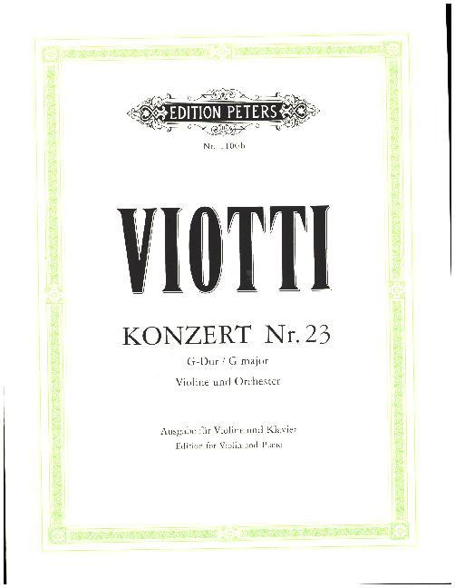 Konzert für Violine und Orchester Nr. 23 G-Dur (Ausgabe für Violine und Klavier (+Kadenzen))
