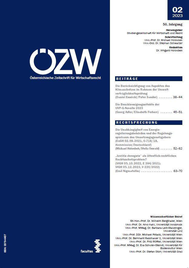 ÖZW - Österreichische Zeitschrift für Wirtschaftsrecht