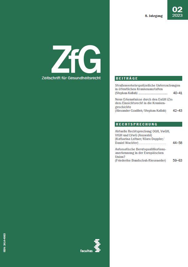 ZfG - Zeitschrift für Gesundheitsrecht