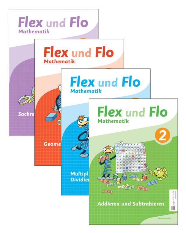 Flex und Flo 2 Mathematik - Schülerbuch 4-teilig (Addieren und Subtrahieren, Multiplizieren und Dividieren, Geometrie, Sachrechnen und Größen)
