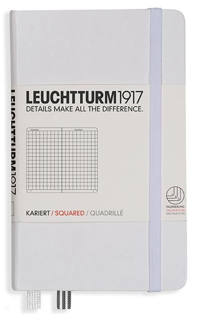 Notizbuch A6 kariert Hardcover 185 numerierte Seiten weiß