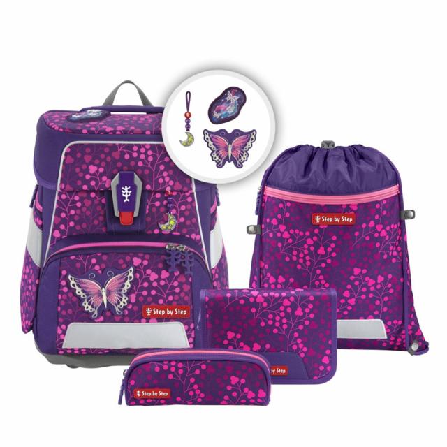 Schultaschenset Butterfly Night Ina STEP BY STEP SPACE SHINE 213554 5-tlg. Design/Motiv: Butterfly Night Ina, Farbe : Lila/Rosa, Farbton: Lila/Pink/Rosa, Mo