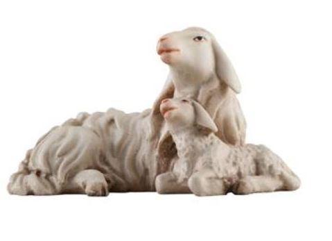Lichtkrippe Schaf liegend mit Lamm