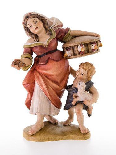 Rupert Frau mit Kind und Hühnerkäfig 12cm Color