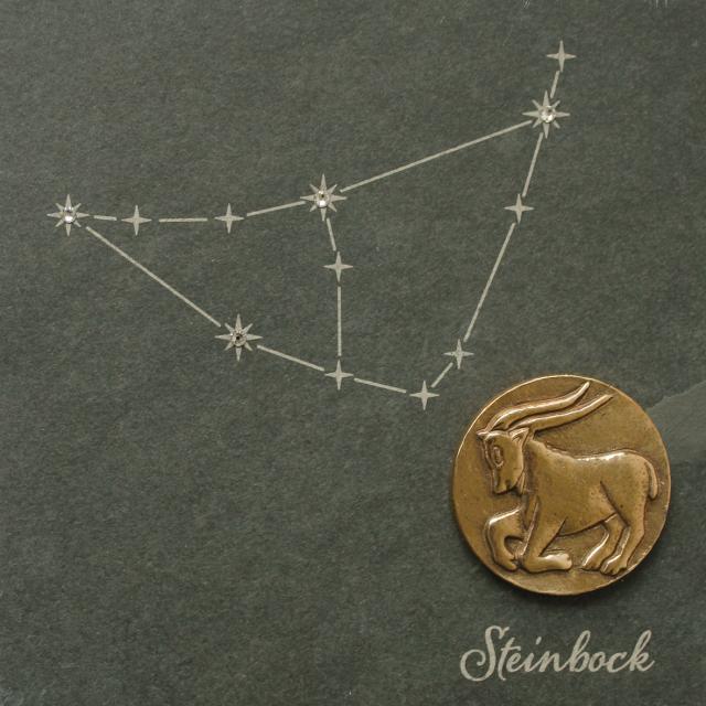 Steinbock|Sternzeichen auf Schieferplatte mit Bronzeplakette