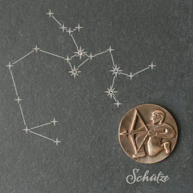 Schütze|Sternzeichen auf Schieferplatte mit Bronzeplakette