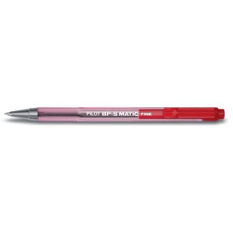 Kugelschreiber Matic F rot|PILOT BPS-135F-R 2026002|transp.Kunststoffgehäuse, Druckmechanik,|Strichbr.ca.0,3mm,p.Mine 2110 RFJS